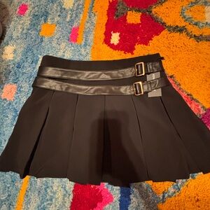 BRAND NEW Kenneth Cole Black Mini Skirt with Leather Accents